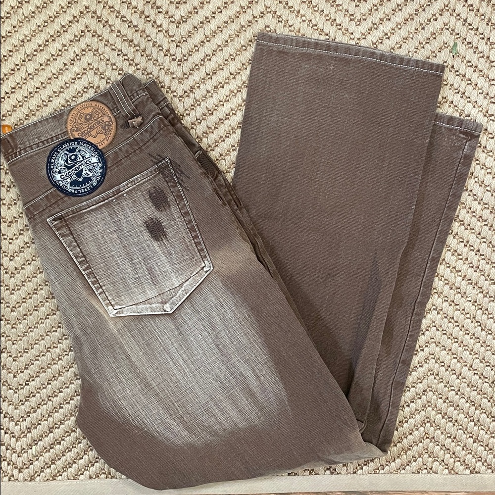 Akademiks - Classic Wide Legged Baggy Y2K Denim Jeans - Brown - 36